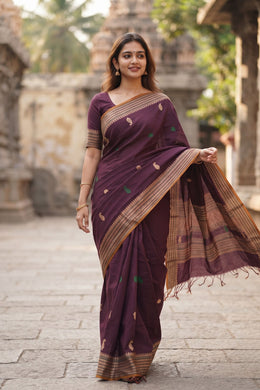 Purple Kanchi Cotton Saree 10068672