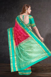 Reddish Pink Handloom Kanjivaram Soft Silk Saree 10075701