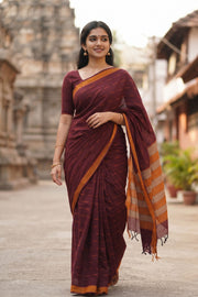 Maroon Handloom Kanchi Cotton Saree 10065324
