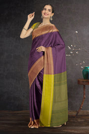 Purple Art Silk Kanjivaram Saree With Checks Design 10076334