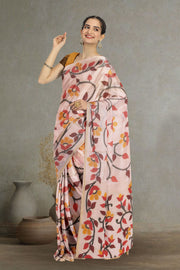 Beige Handloom Jamdani Linen Saree 10074662