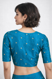 Blue Aari Embroidered Tussar Silk Blouse 10068933