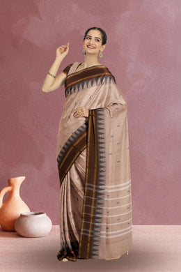 Brown Handloom Chettinad Cotton Saree Without Blouse 10075190