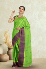 Green Handloom Chettinad Cotton Saree Without Blouse 10075166
