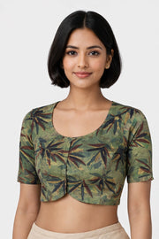 Green Hand Block Jahota Printed Cotton Blouse 10075001