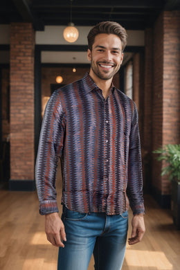 Multicolor Full Sleeve Jahota Print Modal Silk Mens Shirt 10074383