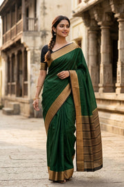 Green Semi Mysore Crepe Silk Saree 10077808