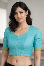 Blue Chanderi Silk Cotton Blouse 10076970
