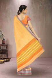 Orange Handloom Kanchi Cotton Saree 10071739
