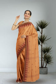 Beige Handloom Chettinad Cotton Saree Without Blouse 10075128