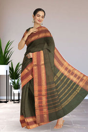 Green Handloom Chettinad Cotton Saree 10075882