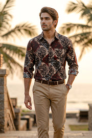 Graphite Black Full Sleeve Ajrakh Printed Cotton Men's Shirt 10076858