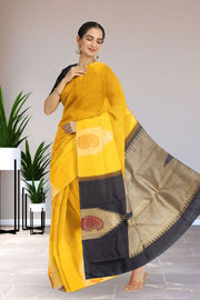 Yellow Pure Zari Jacquard Kanjivaram Silk Saree 10063131