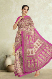 Cream Kashmiri Printed Silk Saree 10075989