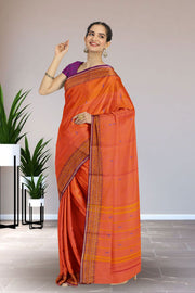 Orange Handloom Chettinad Cotton Saree 10072697