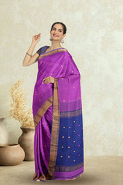 Purple Maheshwari Silk Cotton Saree 10075266
