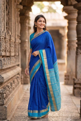 Royal Blue Mysore Semi Crepe Silk Saree 10077216