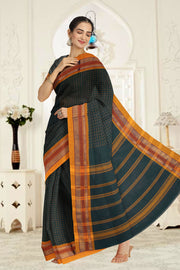 Green Handloom Chettinad Cotton Saree 10075906