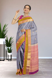 Grey Handloom Kanjivaram Silk Saree 10071950