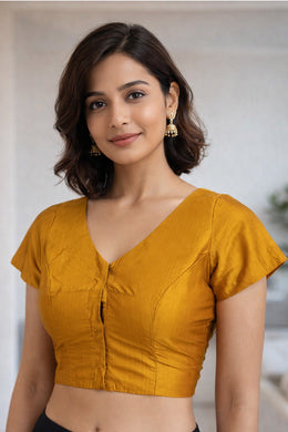 Mustard Yellow Kanjivaram Soft Silk Blouse 10076989
