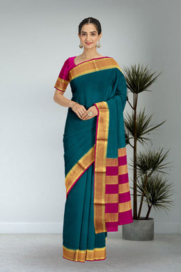 Blue Mysore Crepe Silk Saree 10065819