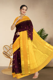 Rosewood Red Korvai Kanjivaram Silk Saree 10075671