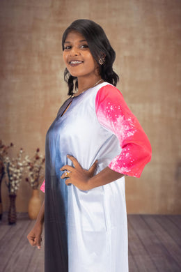  Multi Colour Printed Vegan Charmeuse Silk Dress10073756