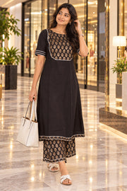 Black Printed Cotton Co-ord Set 10075946