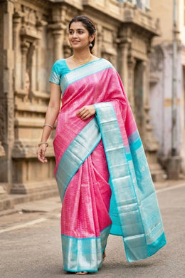 Pink Korvai Kanjivaram Silk Saree 10077922