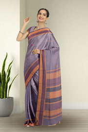 Pewter grey Handwoven Kanchi Cotton Saree 10067807