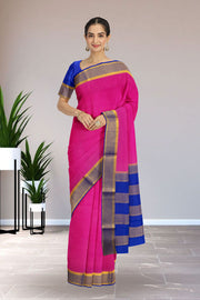 Festival Pink Mysore Crepe Silk Saree With Zari Border 10076669