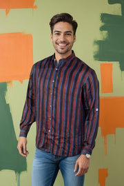 Black Full Sleeve Jahota Print Modal Silk Mens Shirt 10074385