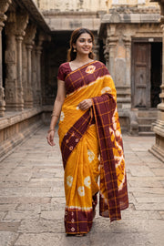 Mustard Yellow Sungudi Cotton Saree 10078011