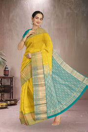 Yellow Pure Silk Kanjivaram Saree 10071880