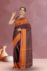Brown Handloom Chettinad Cotton Saree 10075115