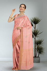 Peach Chanderi Silk Cotton Saree 10075383