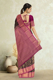 Black Kanjivaram Vegan Silk Saree 10076033