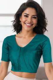 Green Maheshwari Silk Cotton Blouse 10075047