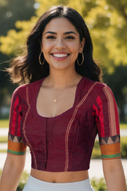 Maroon Andhra Cotton Blouse 10074430