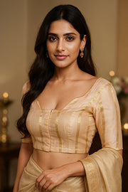 Beige Banarasi Tissue Silk Blouse 10075963