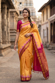 Beige Kanjivaram Silk Saree with Thazhambu Border 10078179