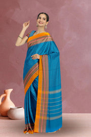 Blue Handloom Chettinad Cotton Saree 10072636