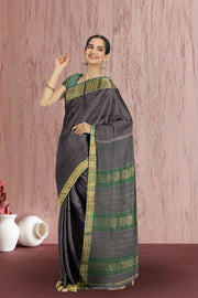  Brown Maheshwari Silk Cotton Saree 10075250