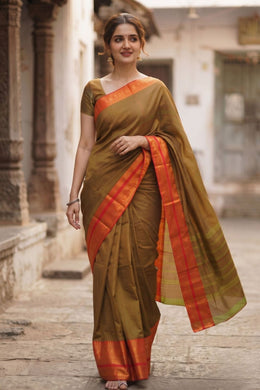 Green Handloom Chettinad Cotton Saree 10077349