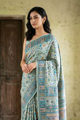 Green Handloom Kashmiri Kani Silk Saree 10076931