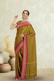 Green Handloom Chettinad Cotton Saree Without Blouse 10075173