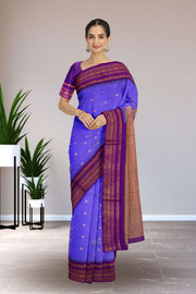 Purple Gadwal Kuttu Silk Saree 10075425