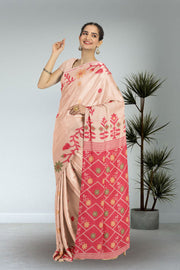 Beige Bengal Handwoven Cotton Saree 10075353