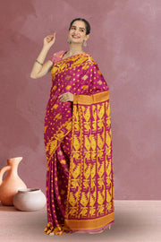 Purple Handloom Jamdani Style Cotton Saree with Blouse 10074220