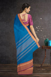 Blue Handloom Chettinad Cotton Saree 10075803